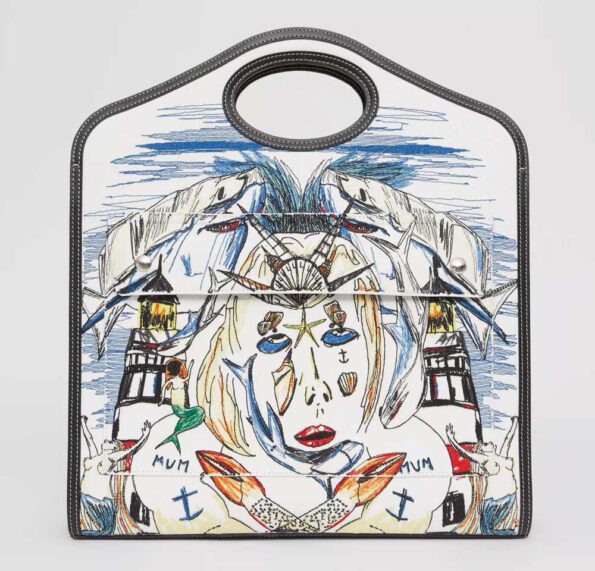 Borsa realizzata per Burberry, ricamo artistico