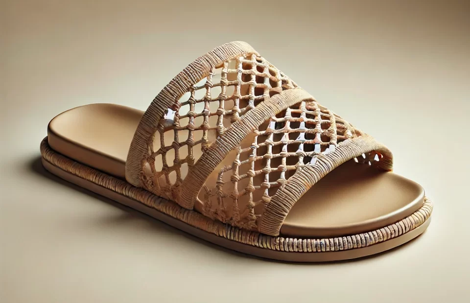ciabattina con un singolo strap frontale in stile griglia forata macrame