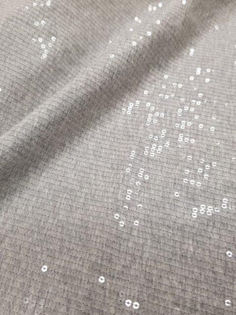 Telo di Paillettes 3mm ricamate su maglina, trasparenti effetto bagnato