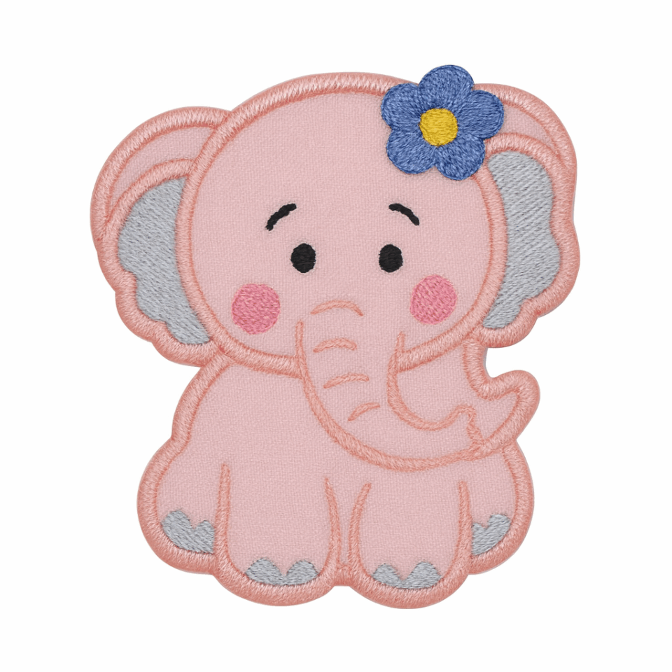 Stemma ricamato elefante rosa