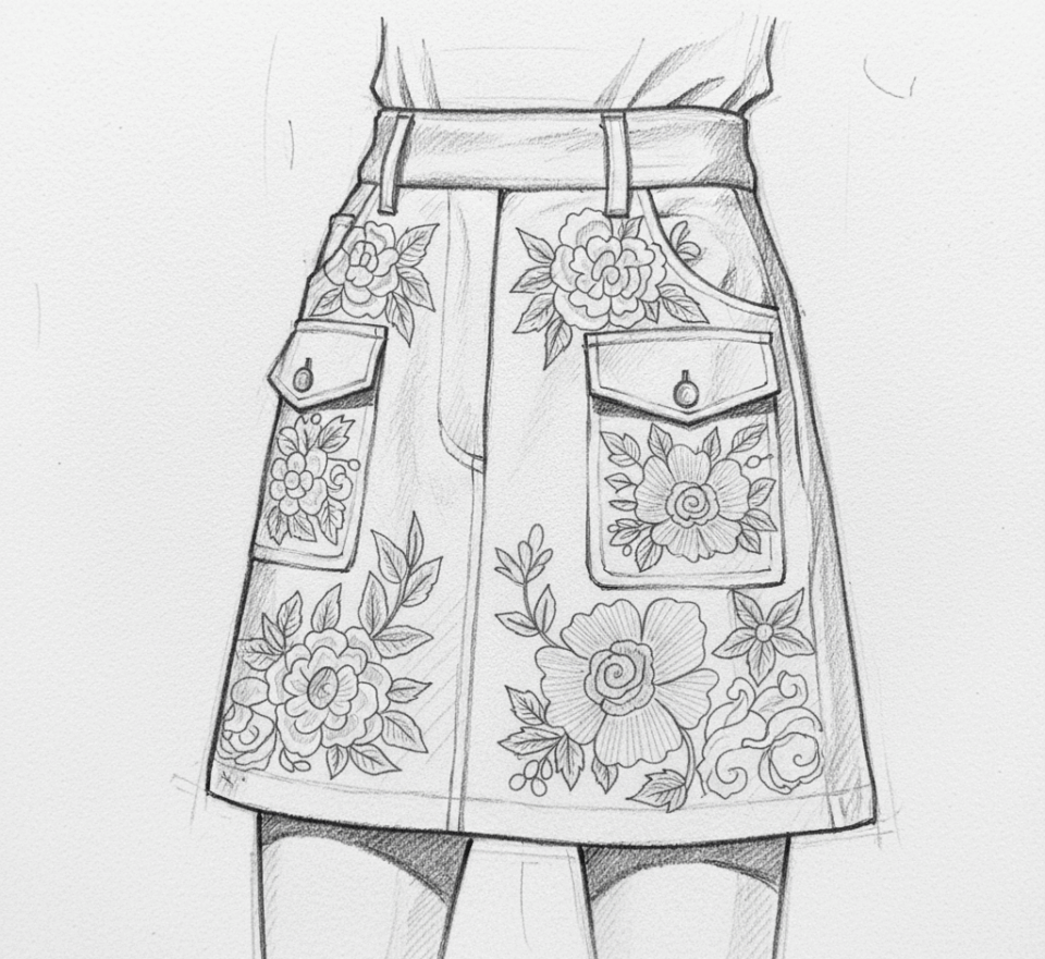 Sketch gonna donna floreale