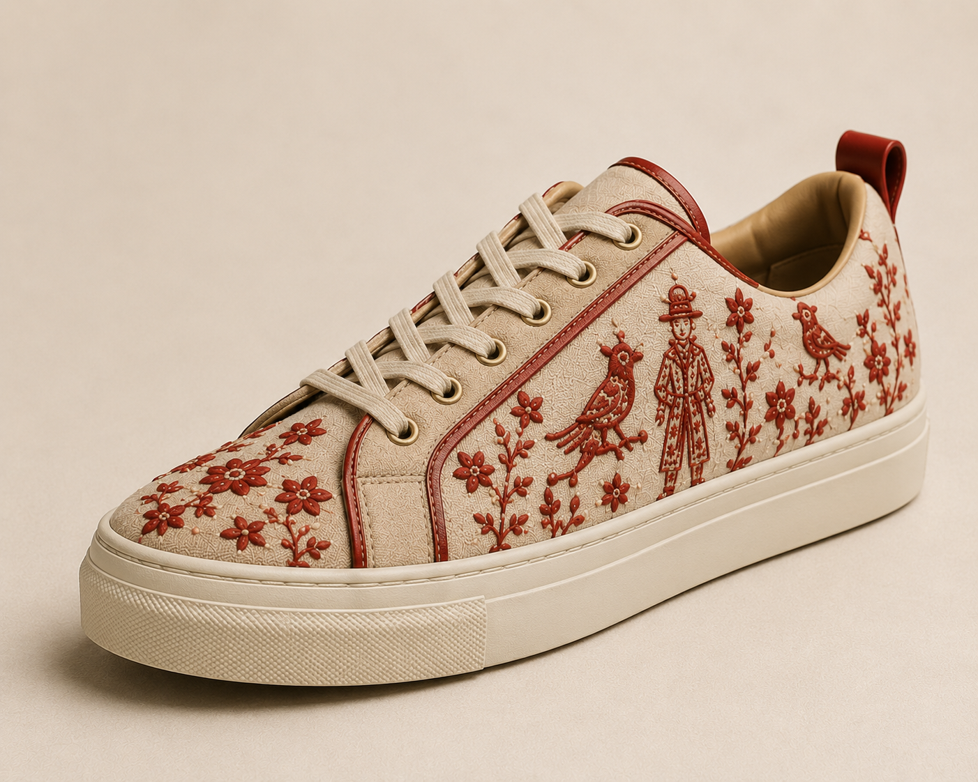 Ricamo industriale per calzatura applicato a sneaker contemporanea